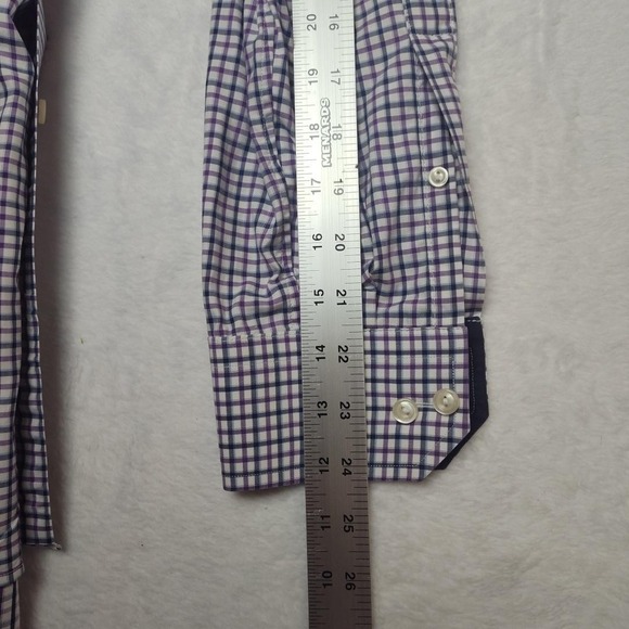 Eton Shirt Mens 16 41 Purple Blue Check Contemporary Dress Long Sleeve Cotton - Picture 11 of 12